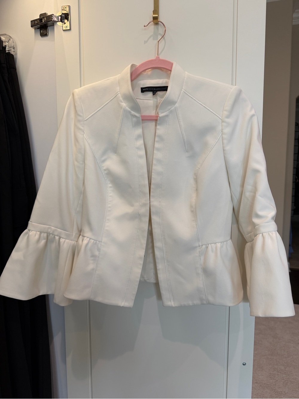 White House Black Market Cream Peplum Blazer